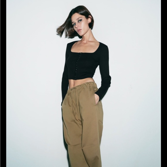 Zara Tops - NWOT Zara Black Crop Top M